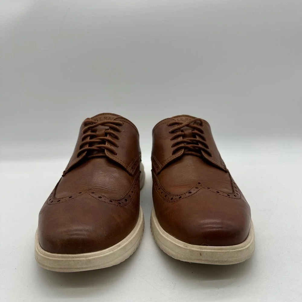 Cole Haan C36939 Mens 9.5M British Tan Leather Grand+ Wingtip Oxford Dress Shoes